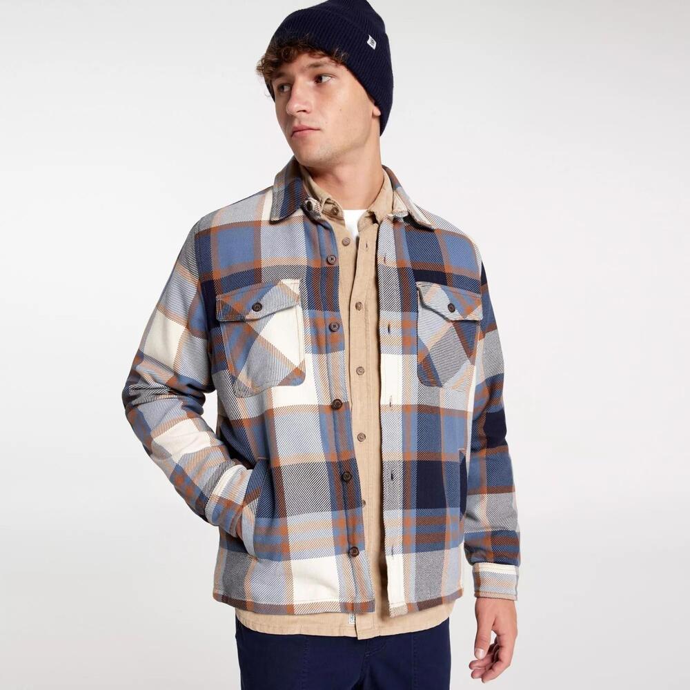 Alpine Design Men's Quilted  Plaid Shirt Jacket, Small, Blue/Tan Summit Plaid
